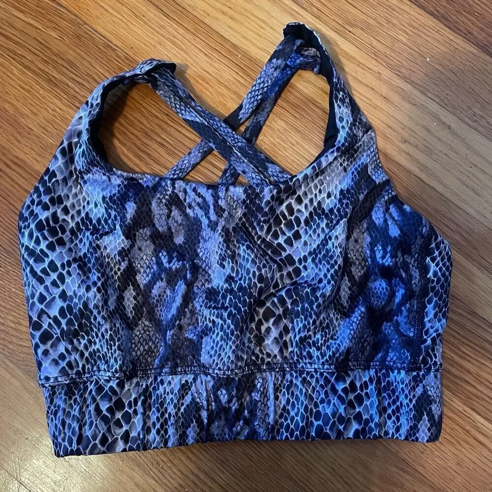 BARRE & SOUL | purple snakeskin pattern sports bra/barre pilates top S